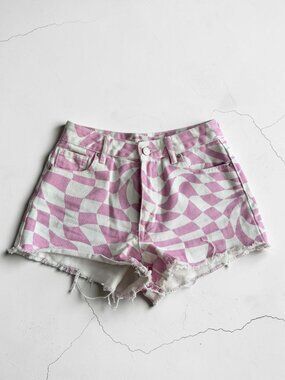 PAC SUN Purple White High Rise Denim Festival Shorts Size 24